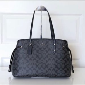 Coach Signature Black Drawstring Carryall Shoulder Bag